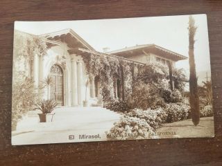Rppc Postcard; El Mirasol Hotel Santa Barbara Ca Front Entrance
