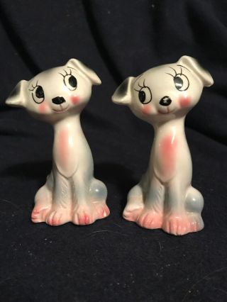 Adorable Vintage Big Eyed Puppies Salt And Pepper Shakers