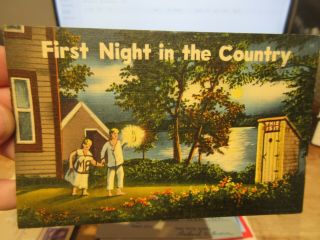 Vintage Old Postcard Maryland Ocean City Outhouse Privy Comic Funny Night Pee