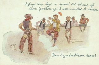 Western Cowboy Art Humor 1907 Postcard Signed Gr Ridgely Calendar Co Great Falls