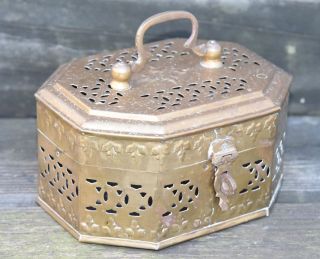 Brass Asian Cricket Cage Box Jewelry Trinket Vintage Estate Chinese 8.  5 " L