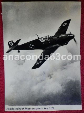 German Ww2 Era Postcard Photocard Luftwaffe Messerschmitt Me 109 Aircraft