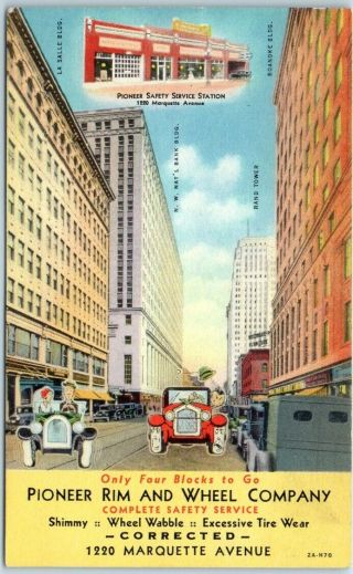 Minneapolis Mn Advertising Postcard " Pioneer Rim And Wheel Company " Linen 1932
