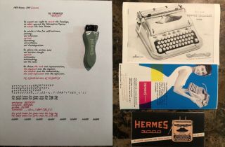 1964 Cursive HERMES 3000 Typewriter with Case and manuals 12
