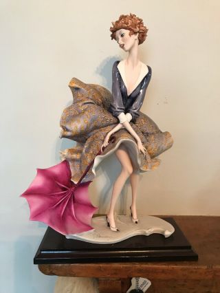 Retired Lg Giuseppe Armani Girl With Umbrella Autumn Figurine 1989 - Florence
