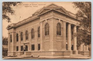 Houston Tx First Church Of Christ Scientist Back Door Open 1912 Sepia Postcard