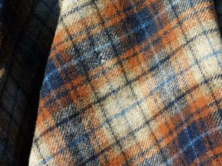 Vintage Pendleton Brown Blue Plaid Wool Blanket USA Made 58 x 84 in Camp Picnic 2