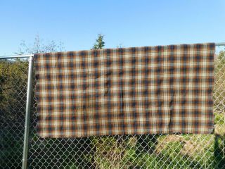 Vintage Pendleton Brown Blue Plaid Wool Blanket USA Made 58 x 84 in Camp Picnic 6