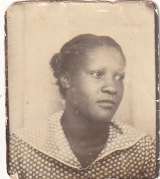 Vintage Photo Booth: Pretty,  Pensive African - American Woman W/ Polka Dot Dress
