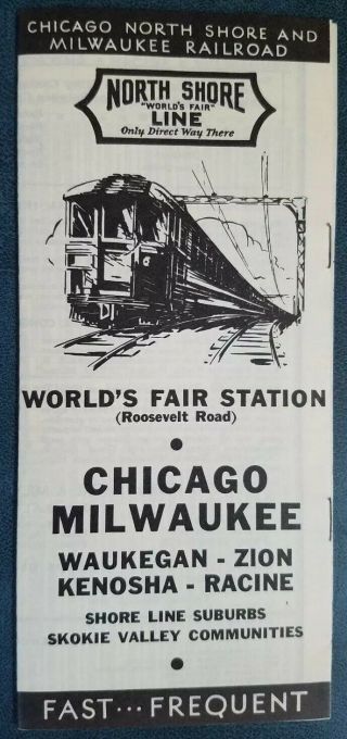 1933 Worlds Fair Map Chicago North Shore Milwaukee Railroad Brochure Reprint