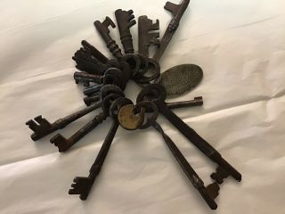Antique Skeleton Keys,  1879 Brass Ring,  Id Fob For 11 S Lasalle St.  Chicago