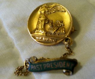 Estate Vintage N F B P W C 14kt Gold Pin - Past President