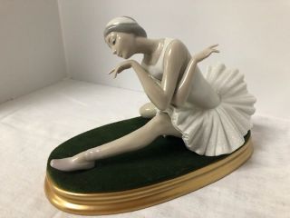 Retired Lladro Ballerina Death Of A Swan 4885 Glossy 10 " Inch Figurine