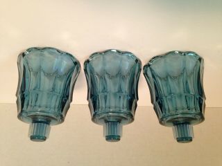 Vtg Home Interior Starlight Blue Votive Cups (3) Cups 3 " Homco