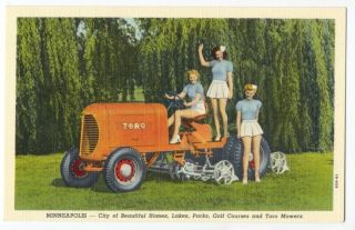 Toro Mower With 3 Lovely Ladies - 1941 Linen Ad - Minneapolis Mn