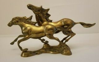 Vintage Brass Horses Statue