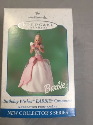 Hallmark Keepsake Ornament “birthday Wishes” Barbie 2001 - 1st In Series Mib
