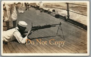 1914 Mexico Veracruz Us Occupation - Auto Rapid Fire Gun On Ship - Rppc Postcard