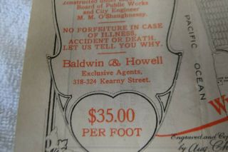 ANTIQUE 1916 CHEVALIER MAP OF SAN FRANCISCO WESTWOOD PARK $35.  00 PER FOOT 5