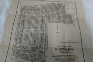 ANTIQUE 1916 CHEVALIER MAP OF SAN FRANCISCO WESTWOOD PARK $35.  00 PER FOOT 8
