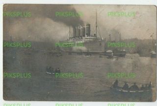 Ocean Liner Postcard Cunard Mauretania South Shields Durham Real Photo 1907