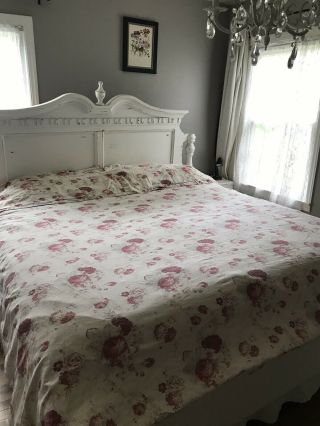 WAVERLY Garden Room NORFOLK ROSE Red Cream Floral King Duvet,  2 Shams Custom 2