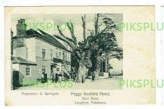 Old Pub Postcard The Peggy Bedford Hotel Bath Road Longford Middlesex C.  1902