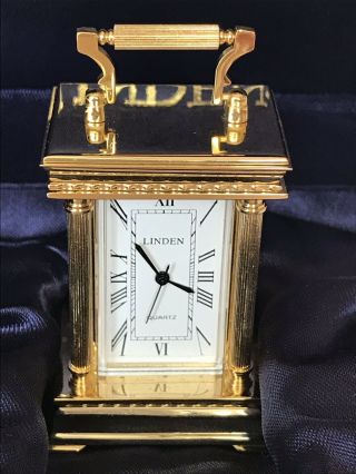 Vintage Linden Miniature Clock Gold Tone