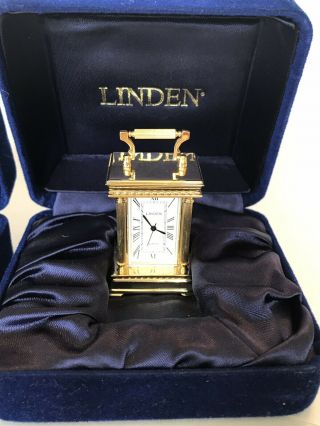 Vintage Linden Miniature Clock Gold Tone 3