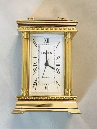 Vintage Linden Miniature Clock Gold Tone 4