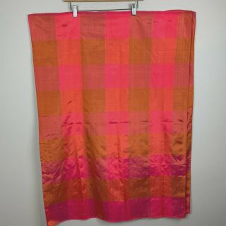 Vintage 60s 70s Thai Silk Co.  Fabric Handwoven Pink & Orange Somchai 40 " X 116 "
