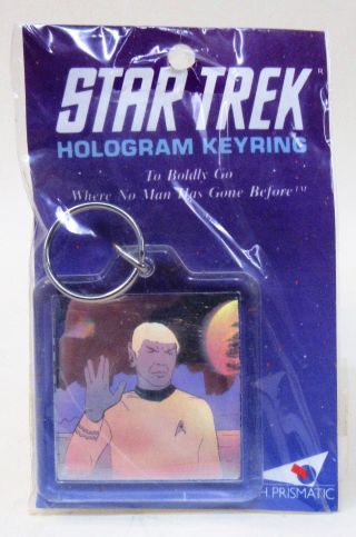 1991 Star Trek Mister Spock Hologram Key Ring In Package Made In England