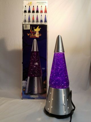 Vintage Purple Lava Lite Glitter Light Lamp Moon And Stars Base Wizard