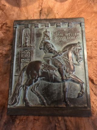 German Jan Wellem Dusseldorf Bronze Plaque By Wiehe