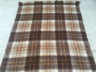 Vtg Hudson Bay Mohair Wool Throw Blanket Scotland Browns