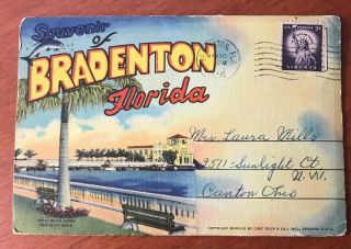 Vintage Postcard Folder: Bradenton,  Fl Linen