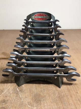 1950s Vintage Craftsman 9 Piece Wrench Set With Iconic Rack 1/4 - 1 - 1/8” Doe