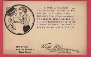 Canton Ohio Wright Bros Clothier Tailor Hatter Mens Furnishings Postcard Pm 1912