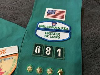 GIRL SCOUTS USA X - LONG JR SASH & BADGES PATCHES - STITCHED ON SASH 4