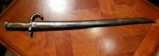 M1866 French Chassepot Yataghan Sword Bayonet Dated 1872 W/ Scabbard