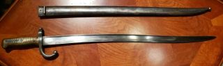 M1866 FRENCH CHASSEPOT YATAGHAN SWORD BAYONET DATED 1872 w/ SCABBARD 2