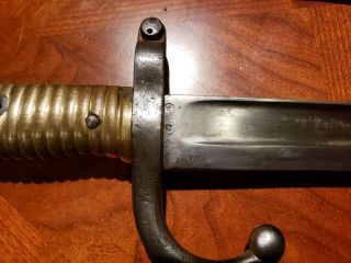 M1866 FRENCH CHASSEPOT YATAGHAN SWORD BAYONET DATED 1872 w/ SCABBARD 4