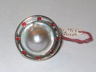 Designer Sterling Garnet 22mm Mabe Pearl Atomic Planet Ring 18.  8 Grams Nr