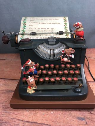 Enesco Mice Typewriter " Jolly Old St Nicholas " Music Box No Animation 13