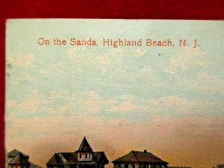 HIGHLAND BEACH NJ PHOTO POSTCARD 1914 COLORED PHOTO ON THE SANDS SCENE RARE 5