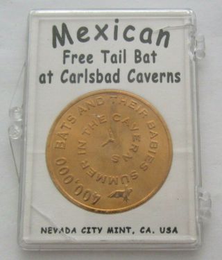 Mexican Tail Bat At Carlsbad Caverns Bronze Medallion Coin Mexico