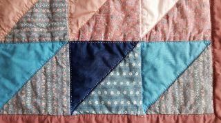 Vintage Hand Made Hand Sewn Patchwork Quilt Signed Dated 1988 64 