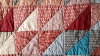 Vintage Hand Made Hand Sewn Patchwork Quilt Signed Dated 1988 64 