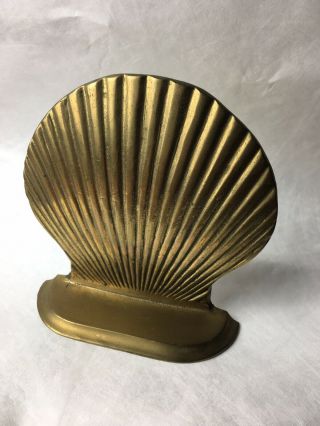 Vintage Price Co Brass Single Bookend Sea Shell Scallop Book End