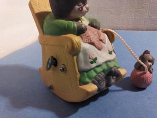 Musical Rocking Chair Grandma Cat Knitting / Kitten with Yarn - Plays 